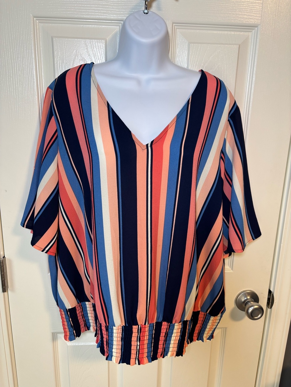 Blue and pink multiple vertical stripes blouse by Michael Kors-size 3XL